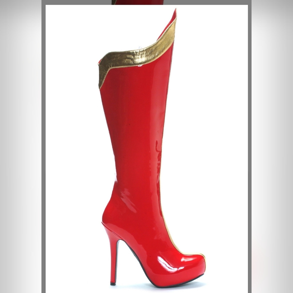 Sexy Red and Gold Superhero Boots